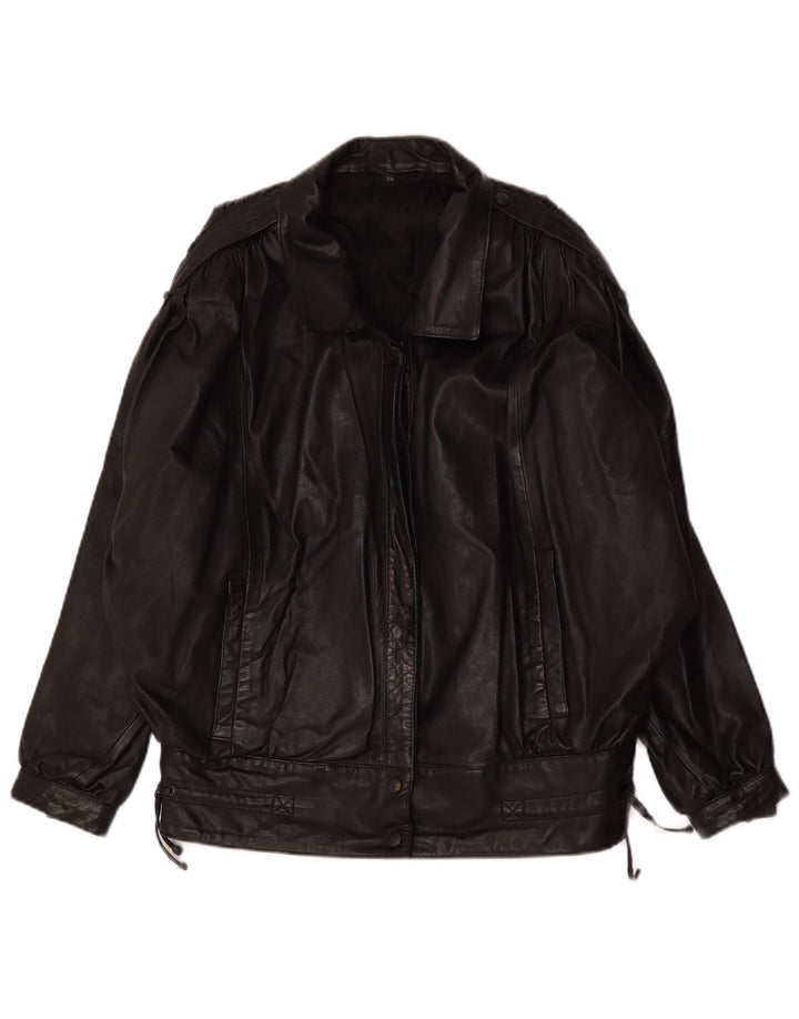 Vintage Damen Übergroße Lederjacke EU 36 Kleines schwarzes Leder