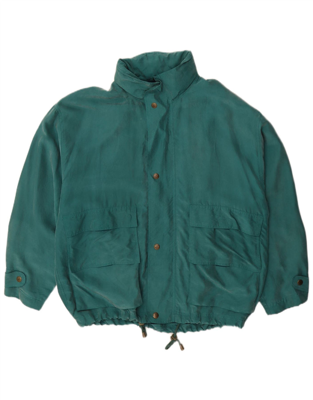 Vintage Herren Regenjacke mit Kapuze UK 40 Große grüne Seide