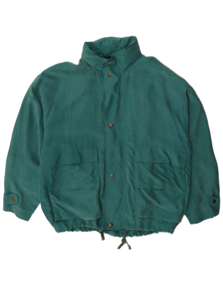 Vintage Herren Regenjacke mit Kapuze UK 40 Große grüne Seide
