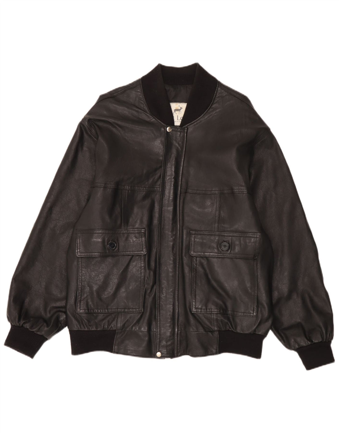 Vintage Herren Bomber Lederjacke UK 42 XL Schwarzes Leder