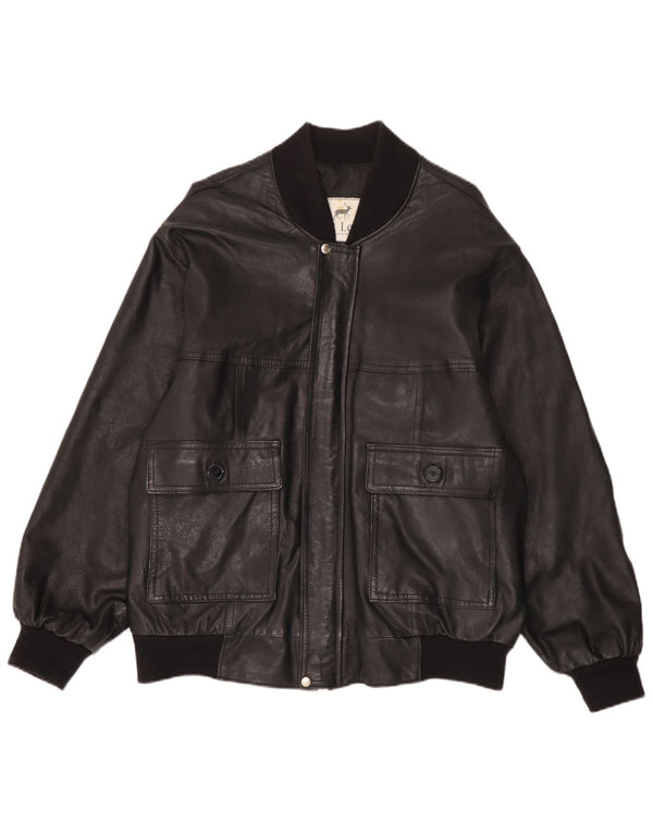 Vintage Herren Bomber Lederjacke UK 42 XL Schwarzes Leder