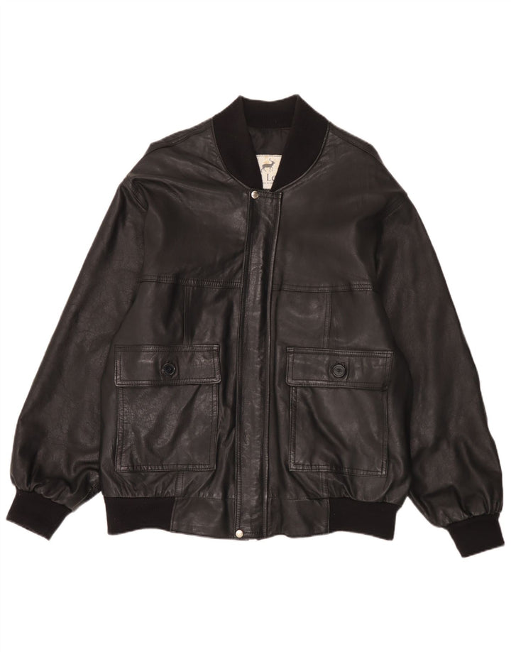 Vintage Herren Bomber Lederjacke UK 42 XL Schwarzes Leder