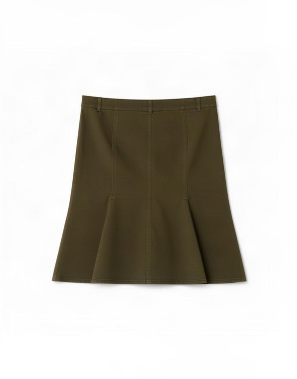 Trussardi Damen Trompetenrock IT 42 Medium W30 Khaki Baumwolle