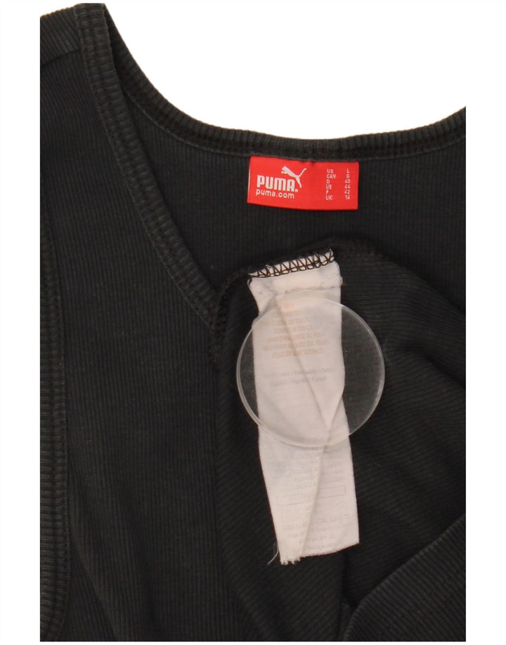 Puma Womens Graphic Vest Top UK 14 Große schwarze Baumwolle