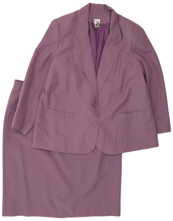 Vintage Damen 2-Knopf-Rock-Set UK 22 3XL W42 Lila Polyester