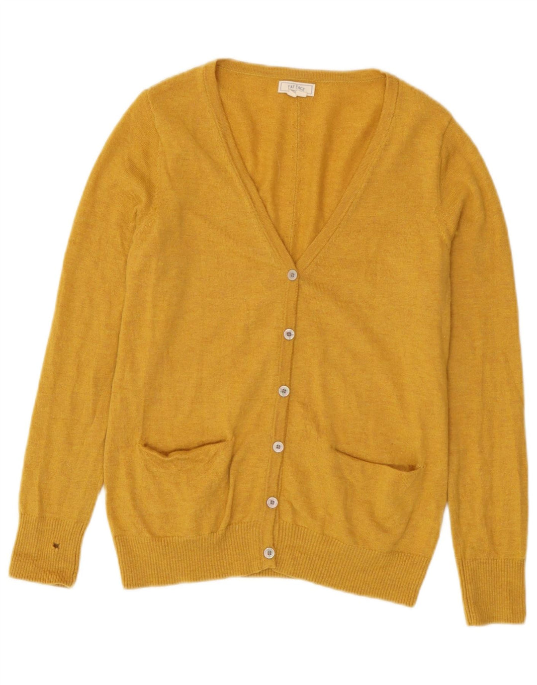 Fat Face Damen-Cardigan-Pullover UK 12 Mittelgelbe Wolle