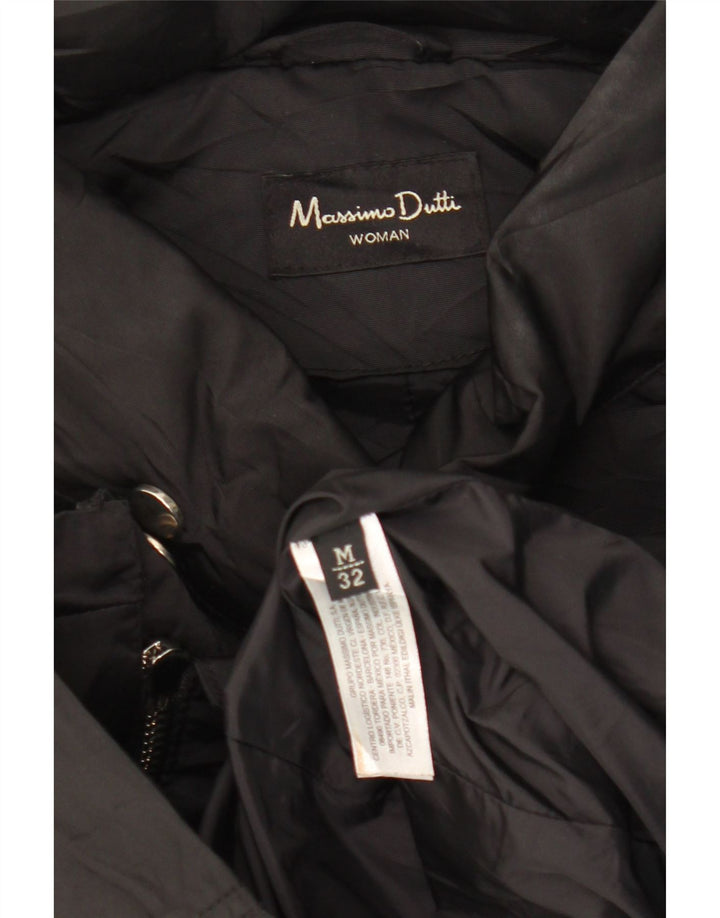 Massimo Dutti Damen-Windbreakerjacke mit Kapuze, UK 14, Mittelschwarz, Polyester
