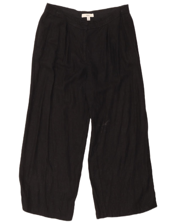 Marks & Spencer Damen-Chinohose mit weitem Bein, UK 14, Größe L W32 L27, Schwarz