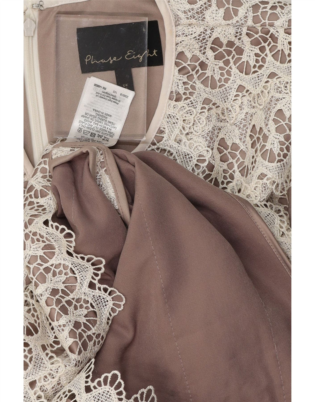 PHASE EIGHT Womens Sheath Dress UK 14 Medium Beige Floral Polyester Vintage Phase Eight and Second-Hand Phase Eight from Messina Hembry 