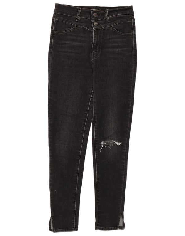 Levi's Damen Distressed Skinny Jeans W27 L27 Schwarze Baumwolle