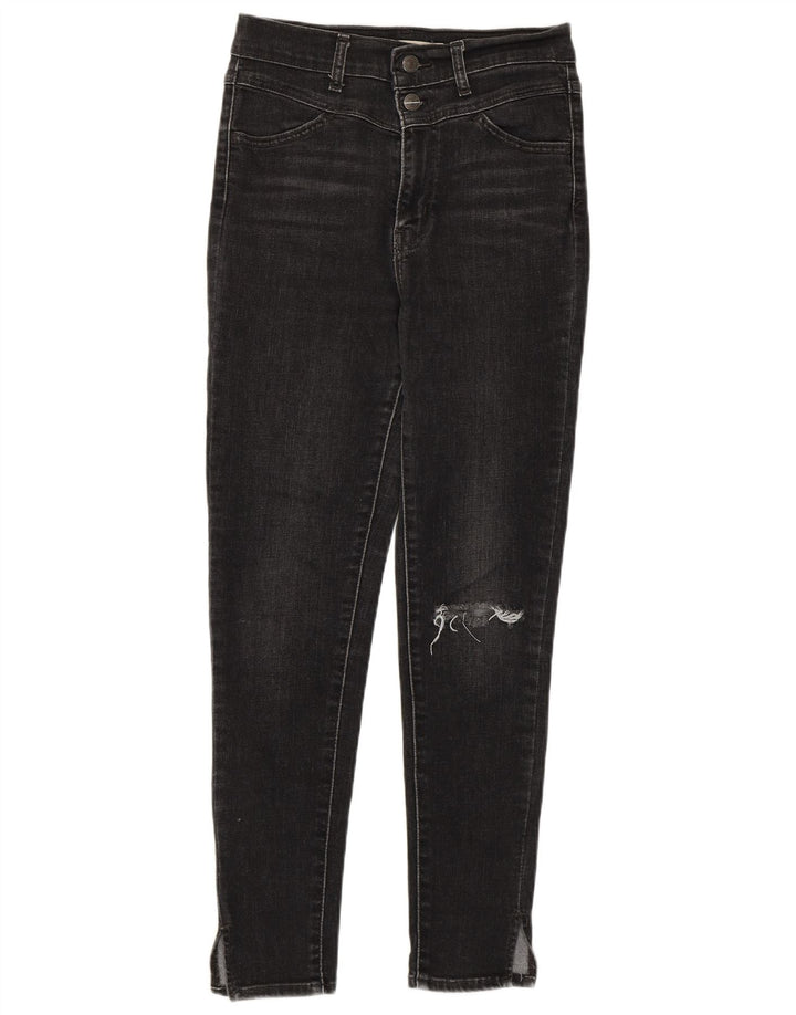 Levi's Damen Distressed Skinny Jeans W27 L27 Schwarze Baumwolle