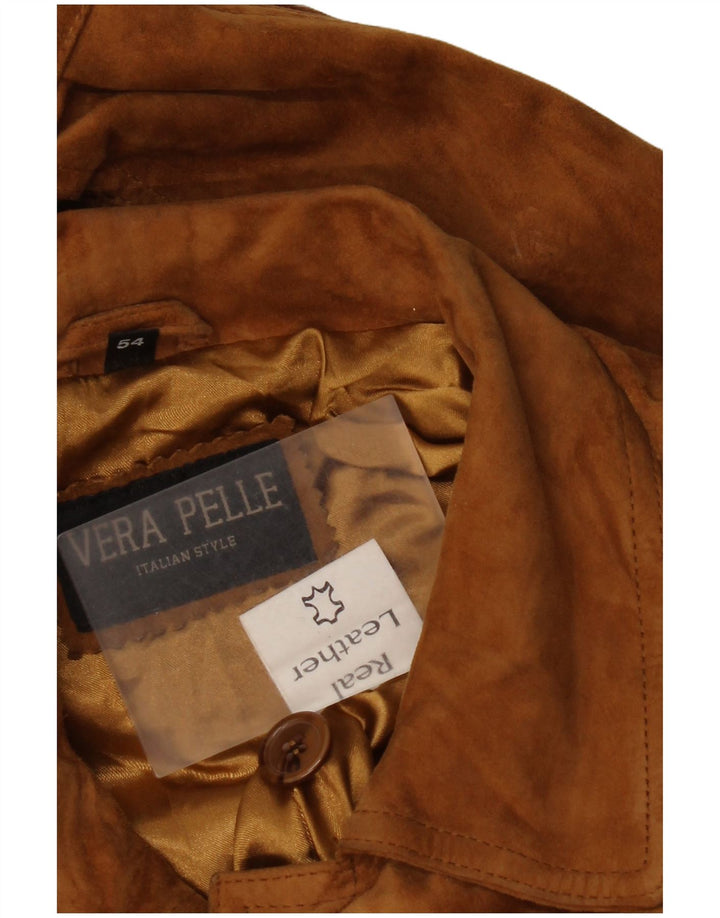 Vintage Herren Wildleder Bomberjacke IT 54 2XL Braunes Leder
