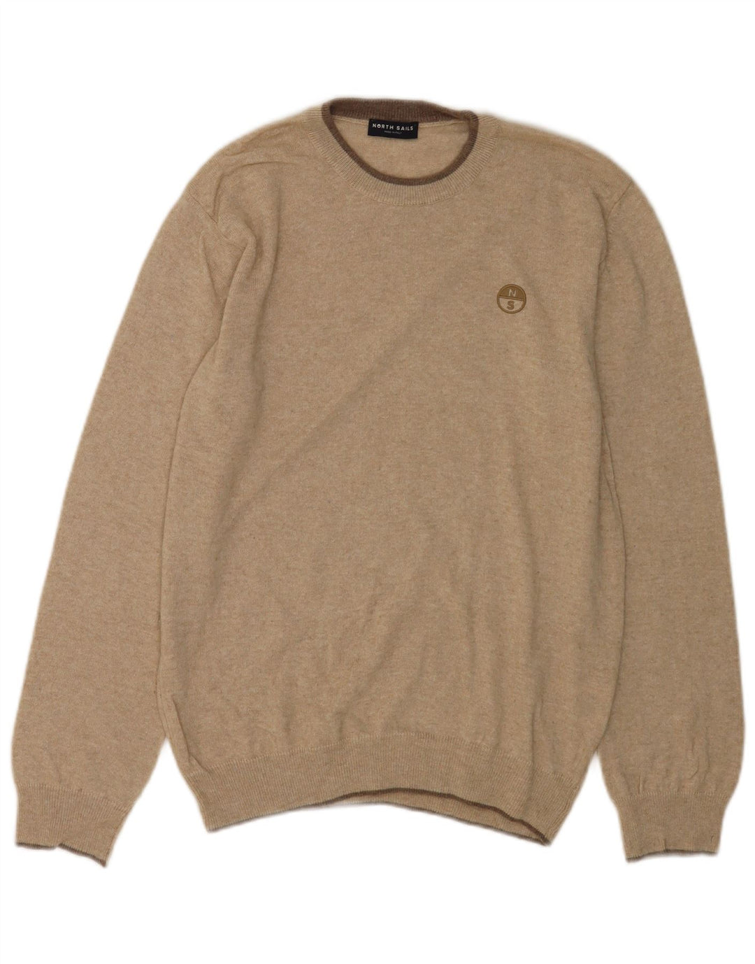 North Sails Herren-Pullover mit Rundhalsausschnitt, mittelbeigefarbenes Polyamid