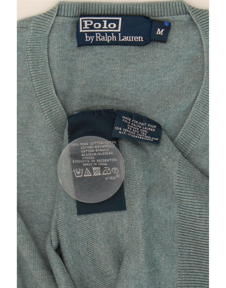 Polo Ralph Lauren Herren-Pullover mit V-Ausschnitt aus mittelgrauer Baumwolle