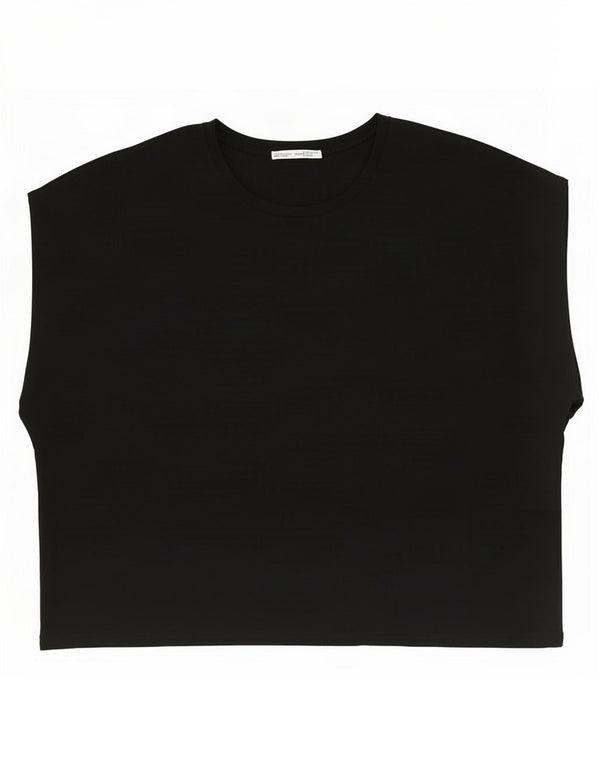 Zara Damen Übergroßes T-Shirt Top UK 16 Large Schwarz