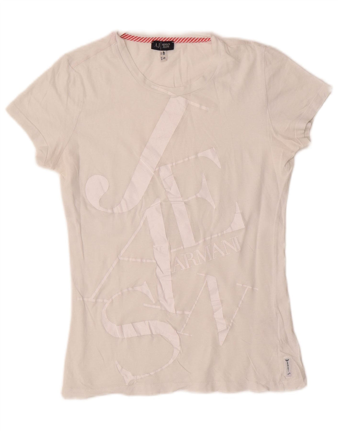 ARMANI JEANS Damen-T-Shirt mit Grafik, EU 40, mittelweiße Baumwolle