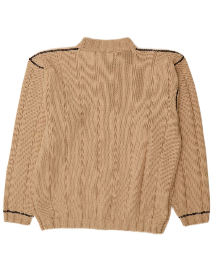 Vintage Herren Rollkragenpullover Pullover Medium Beige gestreift