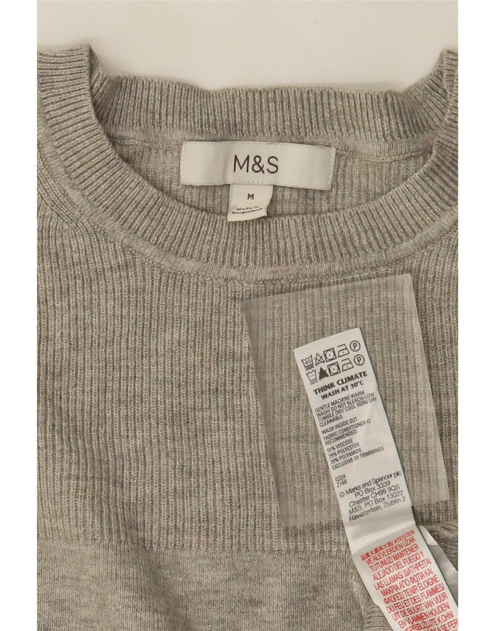 Marks & Spencer Damen Top Langarm UK 12 Mittelgraue Viskose