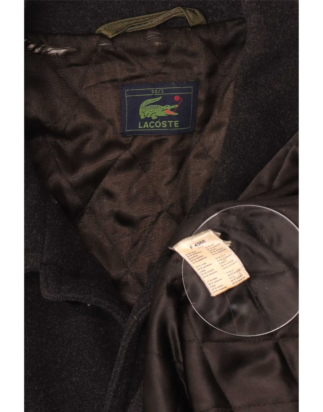 Lacoste Herren Mantel IT 50 Große schwarze Wolle