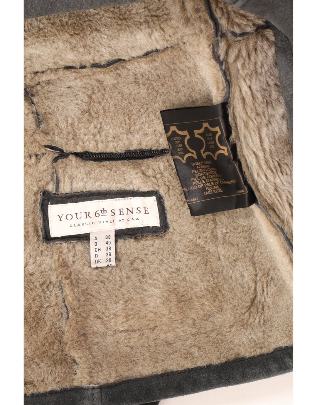 Your Sixth Sense Damen Shearling Jacke UK 18 XL Graues Leder