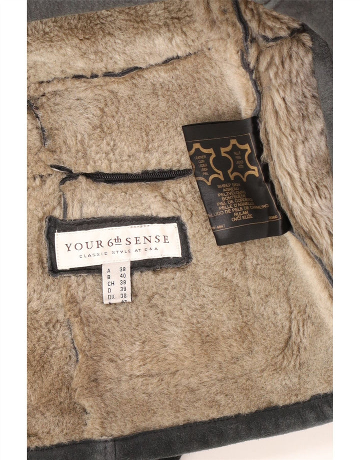 Your Sixth Sense Damen Shearling Jacke UK 18 XL Graues Leder