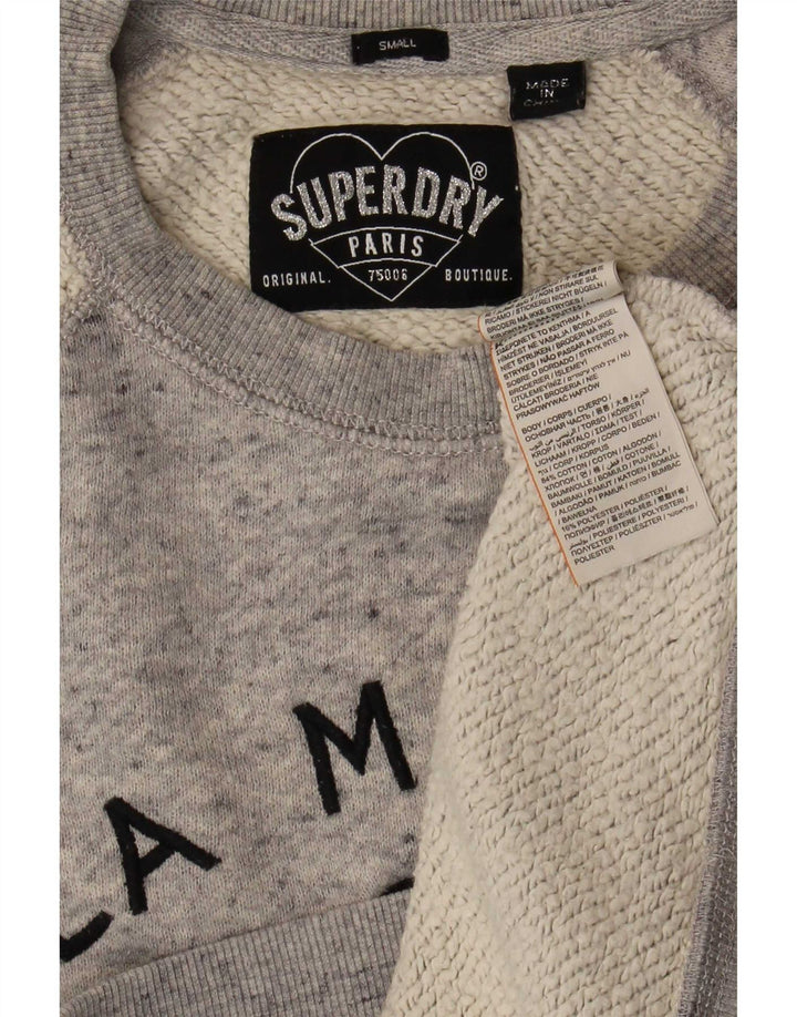 Superdry Grafik-Sweatshirtpullover für Damen, UK 10, Größe S, Grau, Farbblock