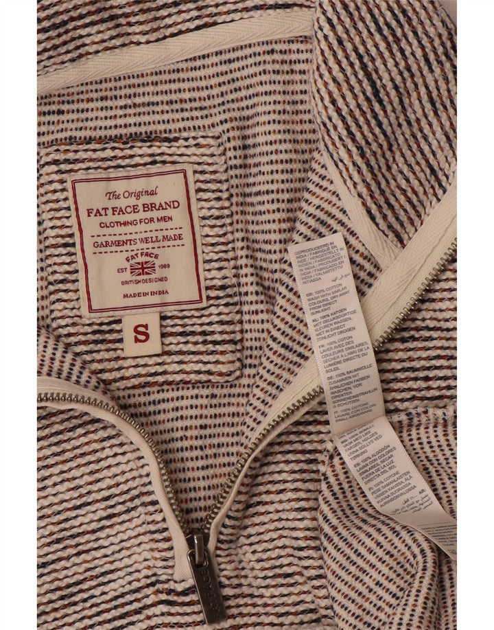 Fat Face Herren-Sweatshirt mit Reißverschluss am Hals, klein, grau gefleckte Baumwolle