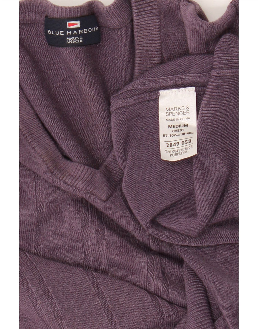 Marks & Spencer Damen-Pullover mit V-Ausschnitt, Gr. 14, Mittelviolett