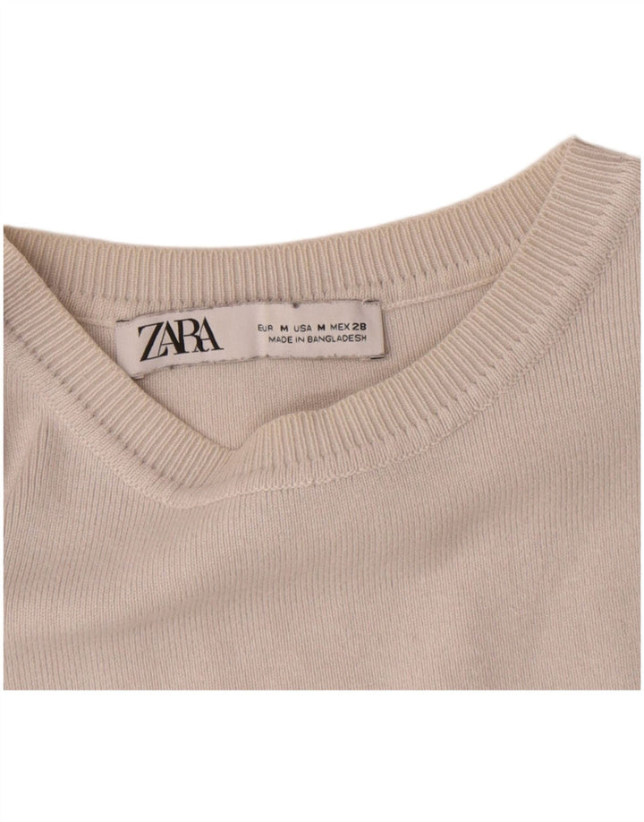 Zara Damen Crop Vest Top UK 12 Medium Off White