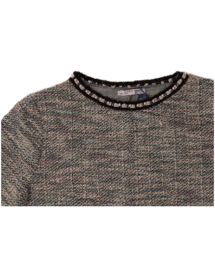 ZARA Womens Crop Blouse Top UK 12 Medium Multicoloured Flecked