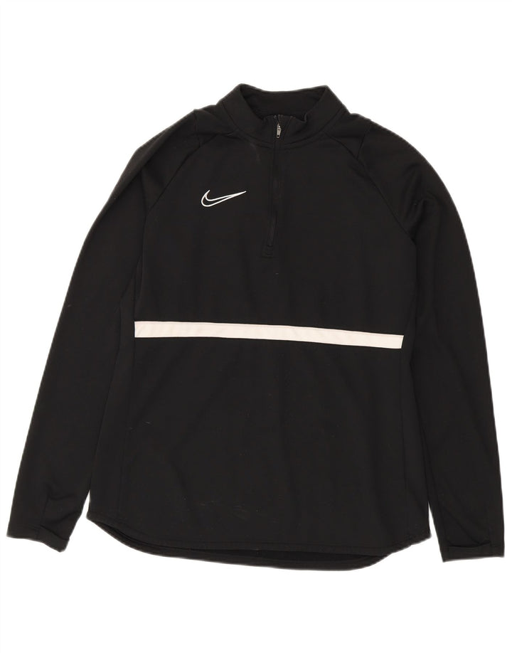Nike Damen Dri Fit Sweatshirt Pullover UK 14 Mittelschwarz Farbblock