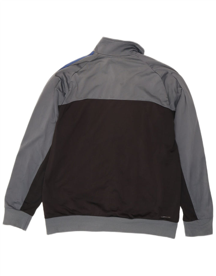 Adidas Herren-Trainingsanzugoberteil, UK-Größe 44/46, großes graues Colourblock-Polyester