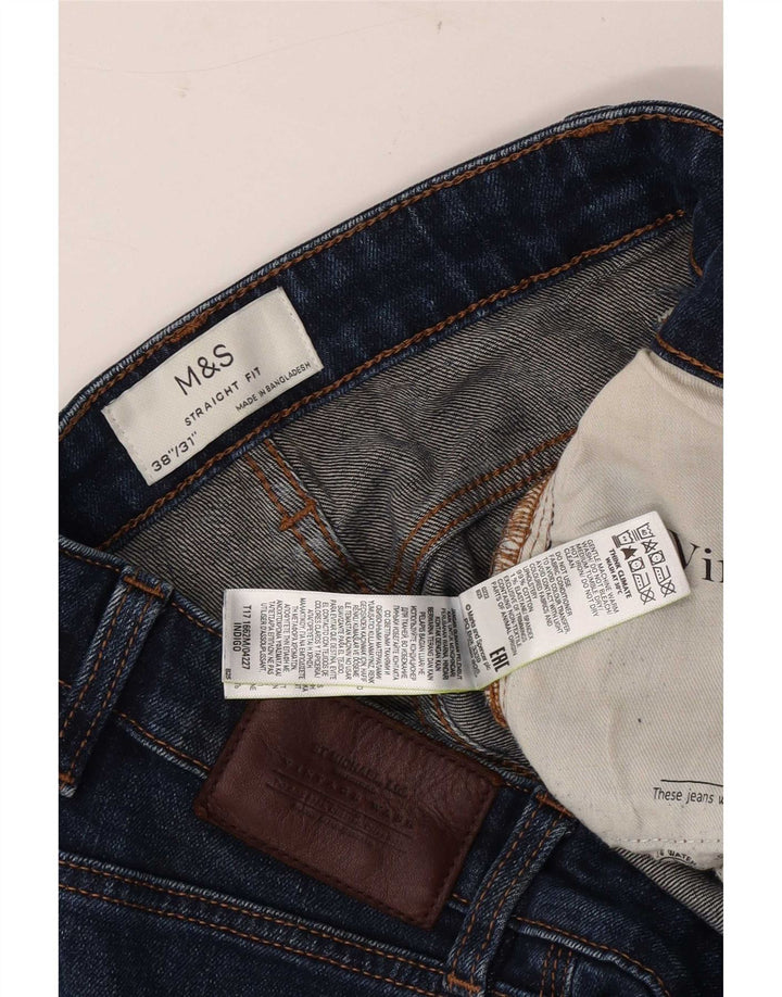 Marks & Spencer Herren Straight Jeans W38 L31 Blaue Baumwolle