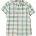 Wrangler Herren-Kurzarm-Flanellhemd XL, blau kariert, Baumwolle