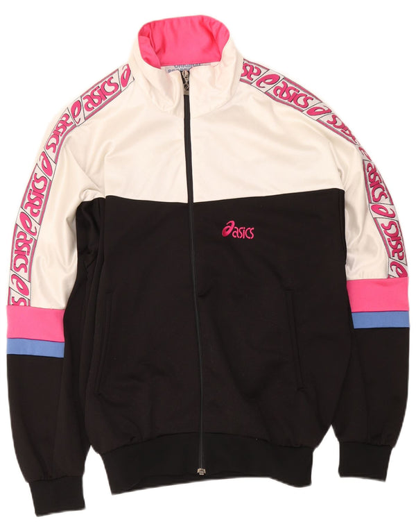 Asics Damen-Trainingsanzugoberteil mit Grafik, UK 18, XL, Schwarz, Farbblock