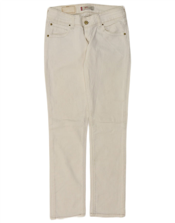 Levi's Damen 571 Slim Jeans W28 L30 Weiße Baumwolle