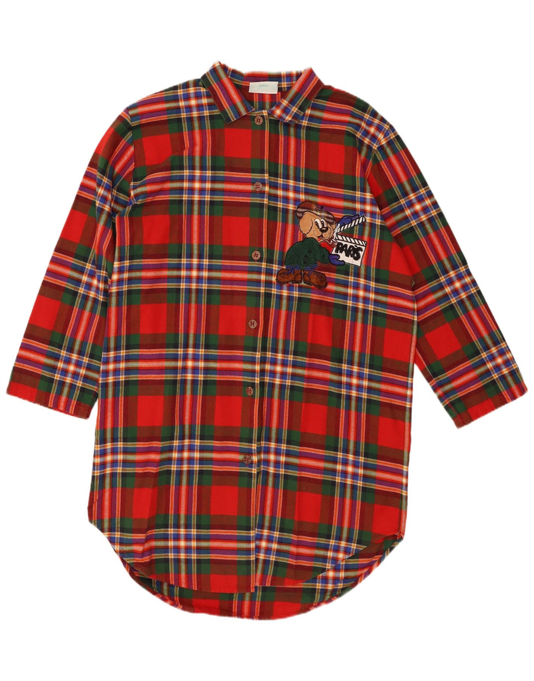 VINTAGE Übergroßes Grafik-Hemdkleid für Damen, UK 14, mittelrot kariert