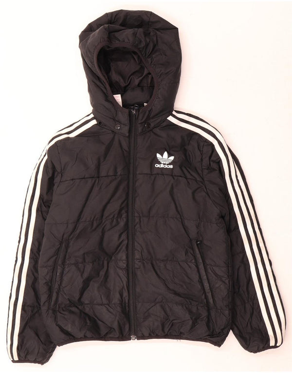 Adidas Mädchen-Kapuzenjacke, gepolstert, 9–10 Jahre, schwarzes Polyester