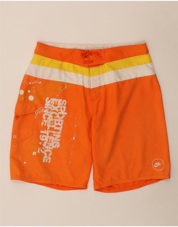 Nike Herren-Badeshorts mit Grafik, groß, orangefarbenes Farbblock-Polyester