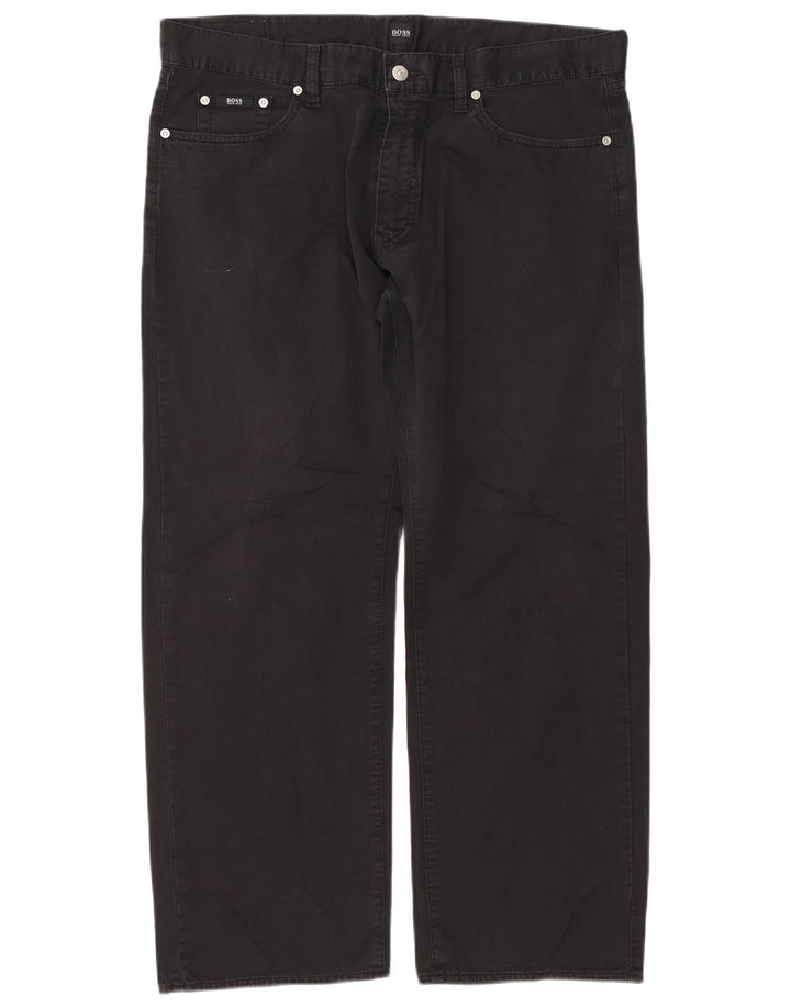 Hugo Boss Herren Straight Jeans W38 L30 Schwarze Baumwolle