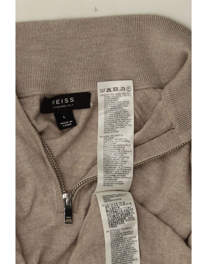 REISS Herren-Pullover mit Reißverschluss am Hals, große graue Wolle