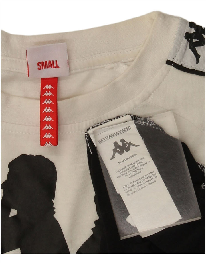 Kappa Herren-T-Shirt mit Grafik, Größe S, weiße Farbblock-Baumwolle