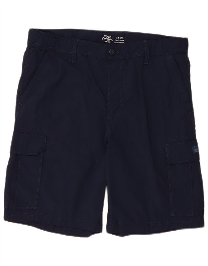 IZOD Herren Salt Water Cargo Shorts W32 Medium Navy Blue Polyamid