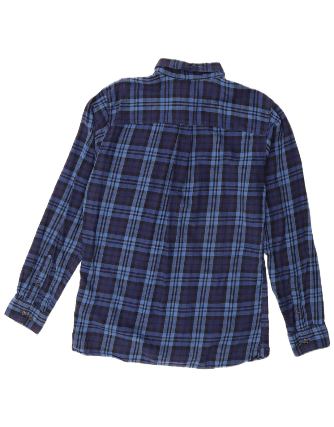JACK & JONES Herren-Flanellhemd, mittelblau, kariert, Baumwolle