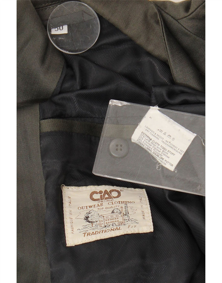 Ciao Herren-Blazer, zweireihig, IT 50, große graue Wolle