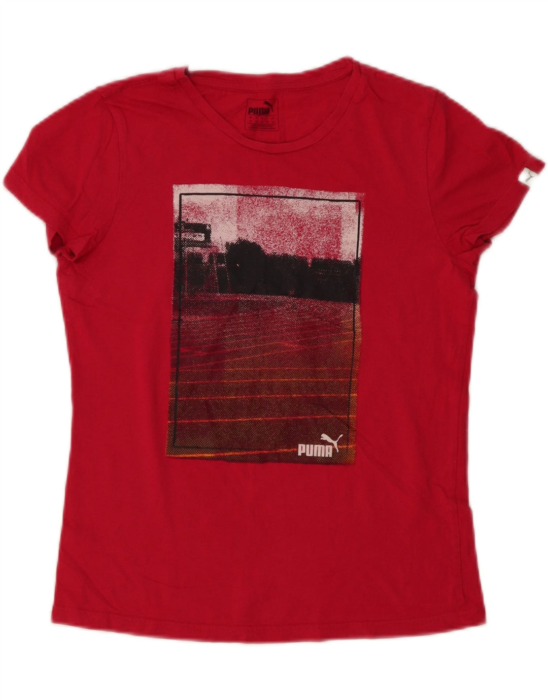 Puma Damen Graphic T-Shirt Top UK 12 Mittelrot