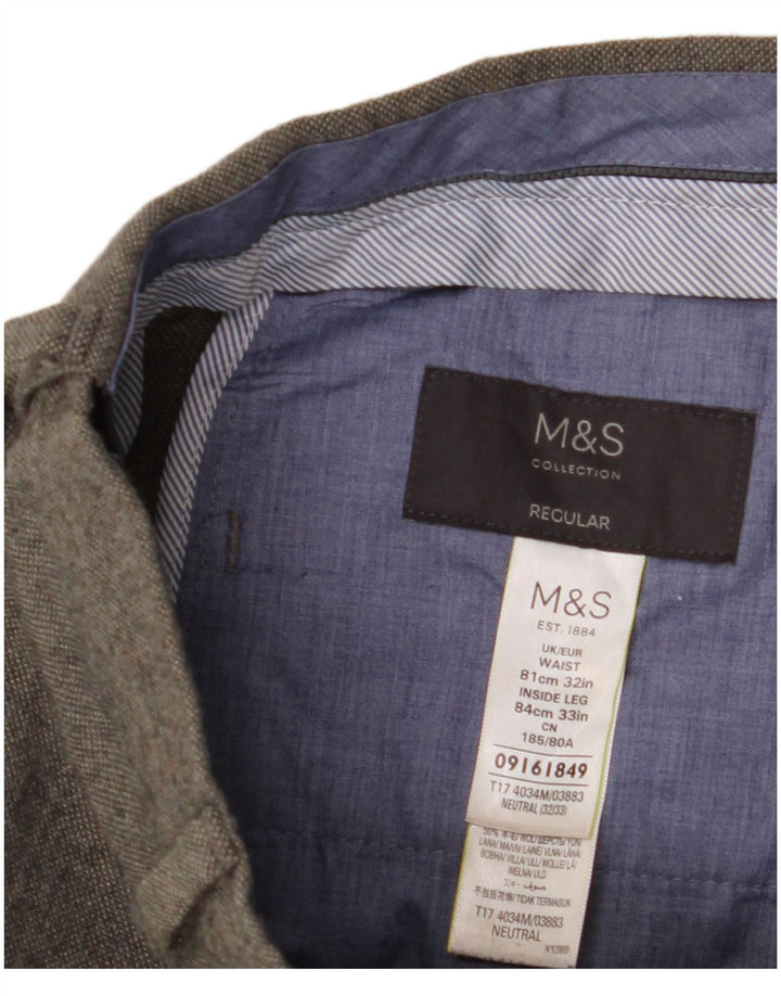 Gerade Herren-Anzughose von Marks & Spencer, W32, L33, grau, Polyester