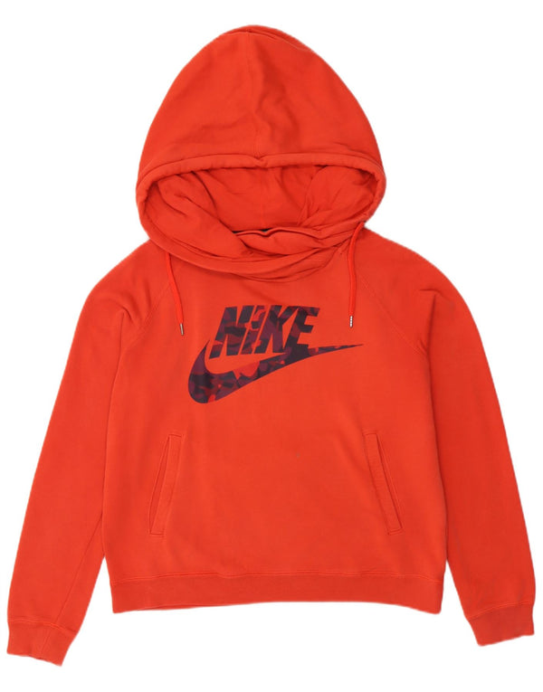 Nike Womens Loose Fit Graphic Hoodie Pullover UK 14 Mittelorange Baumwolle