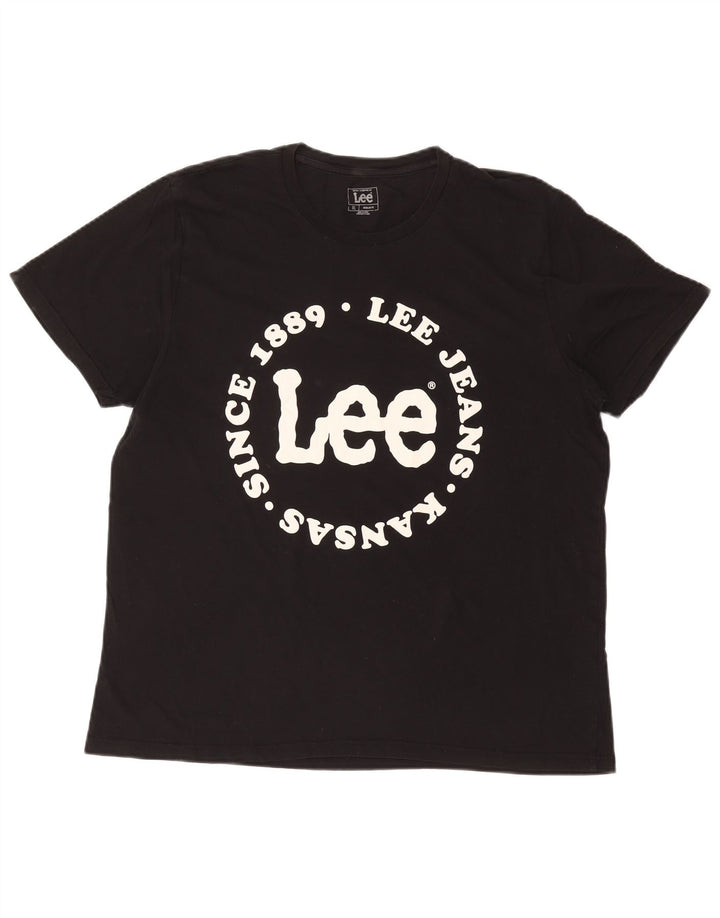 LEE Herren-T-Shirt mit normaler Passform, Grafik, XL, schwarze Baumwolle