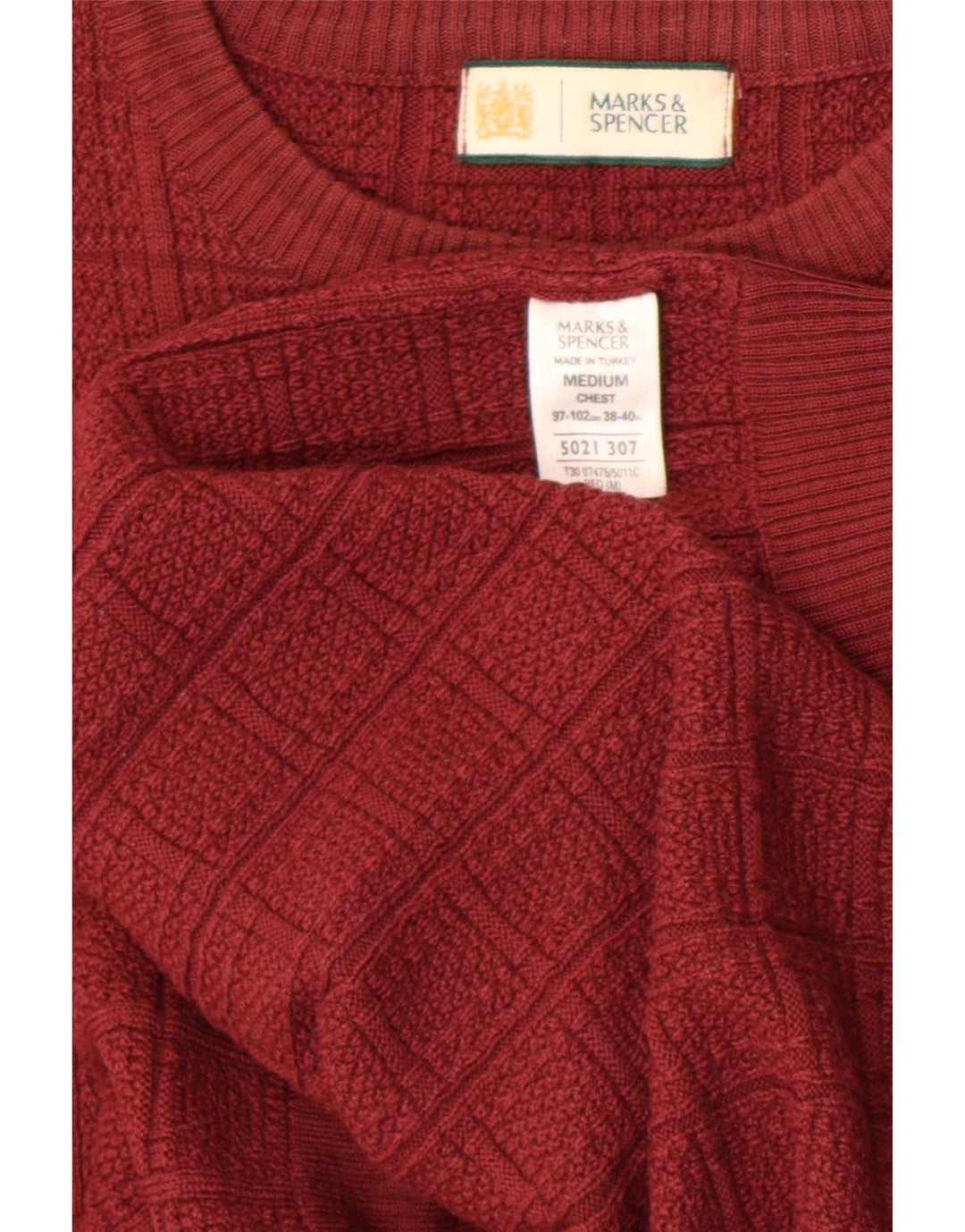 Marks & Spencer Herren-Pullover mit Rundhalsausschnitt, Mittelrotes Acryl